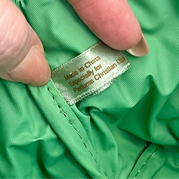 VTG Christian Dior 90’s Green Houndstooth Makeup Bag Cosmetic Case Pouch Clutch - Picture 10 of 10